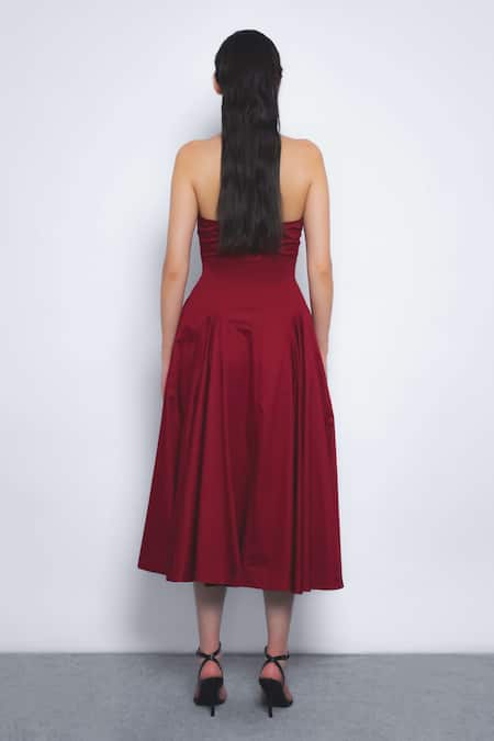 Leh Studios Vita Halter Neck Pleated Midi Dress 