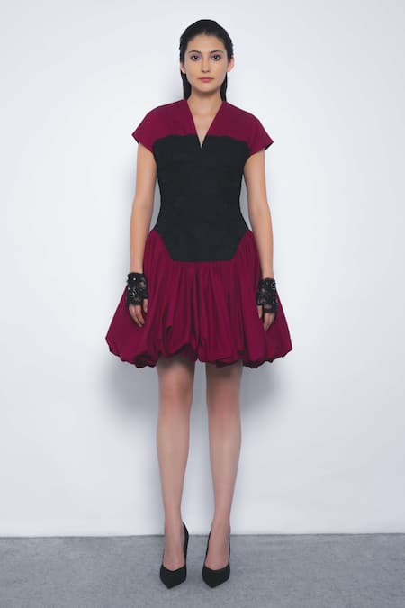 Leh Studios Kumuda Short Sleeve Bubble Hem Dress 