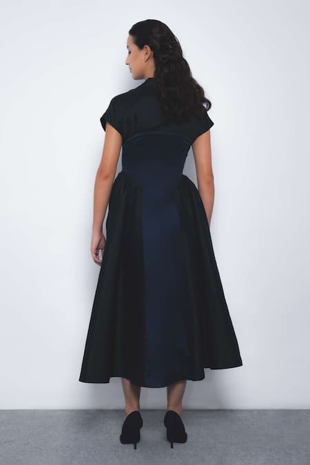 Leh Studios Kona Collared Zipper Front Midi Dress 