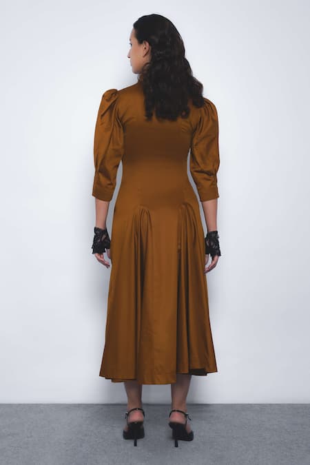 Leh Studios Kiku Puff Sleeve Collared Dress 