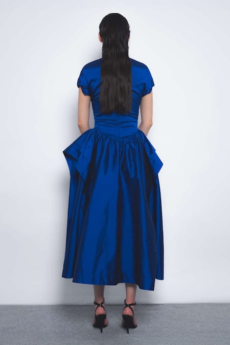 Leh Studios Alae Draped Neck & Peplum Waist Dress 