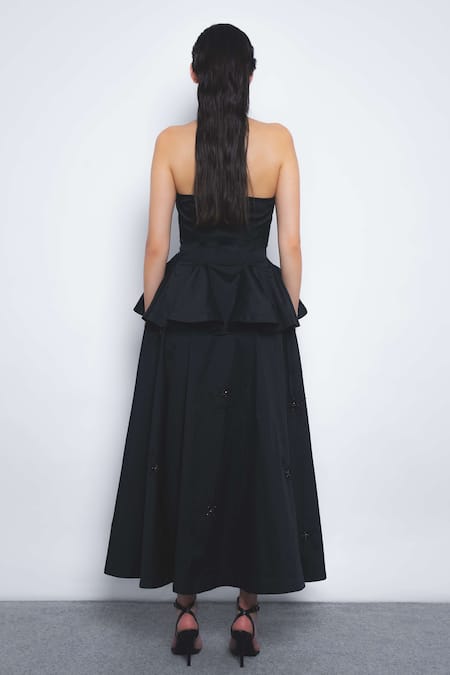 Leh Studios Vita Halter Neck Peplum Zip Up Top 