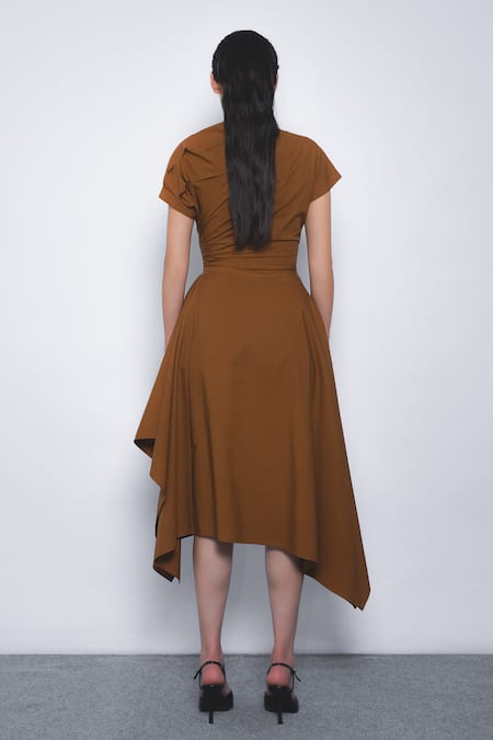 Leh Studios Rigzar Draped Asymmetrical Hem Dress 