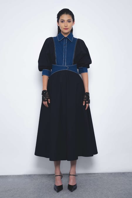 Leh Studios Vesper Color Block Collared Dress  