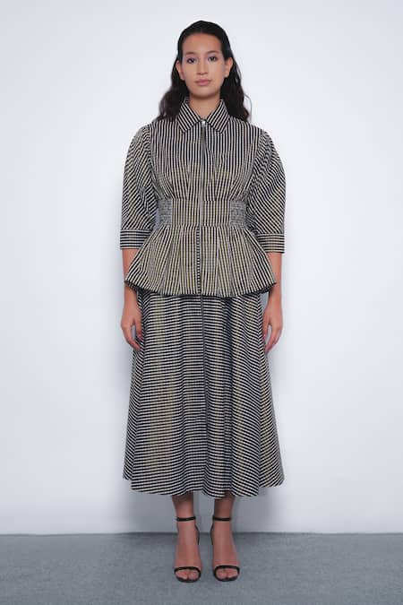 Leh Studios Ame Checkered Peplum Dress 