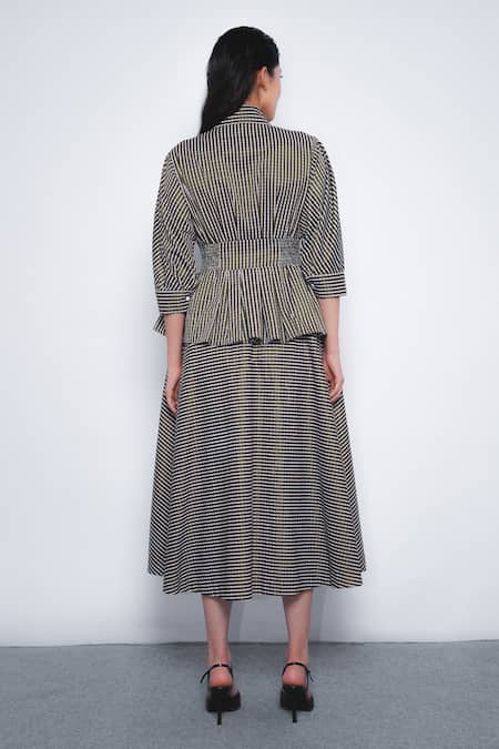 Leh Studios Ame Checkered Peplum Dress 