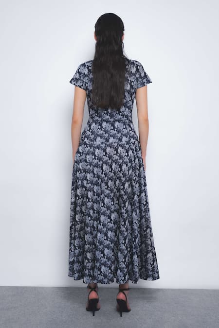 Leh Studios Sumiere Floral Printed V-Neck Midi Dress 