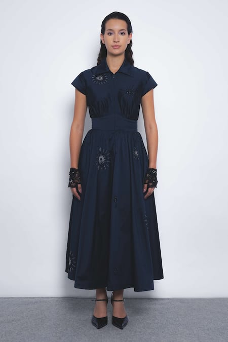 Leh Studios Yume Embroidered Collared Fit & Flare Dress 