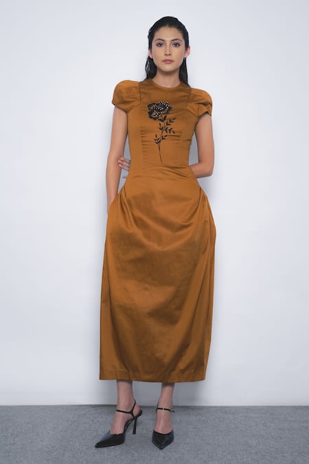 Leh Studios Hana Embroidered Floral Puff Sleeve Dress 