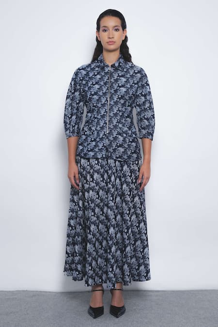 Leh Studios Sumiere Printed Pleated Midi Skirt 