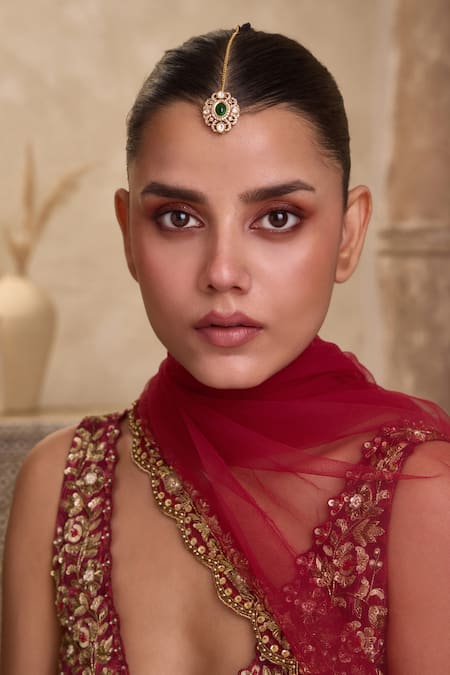 Paisley Pop Green Polki Embellished Maangtikka 