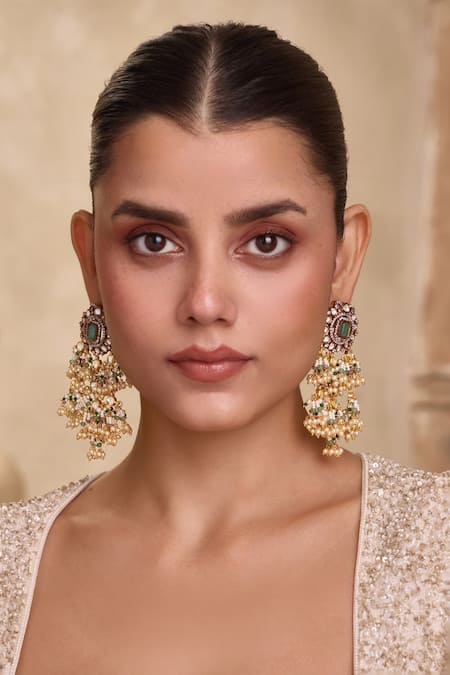 Paisley Pop Polki Embellished Chandelier Earrings 