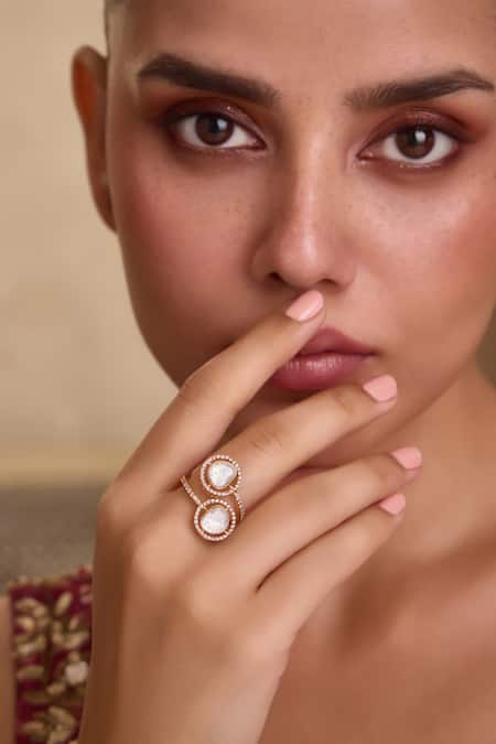 Paisley Pop Dual Polki Embellished Ring 