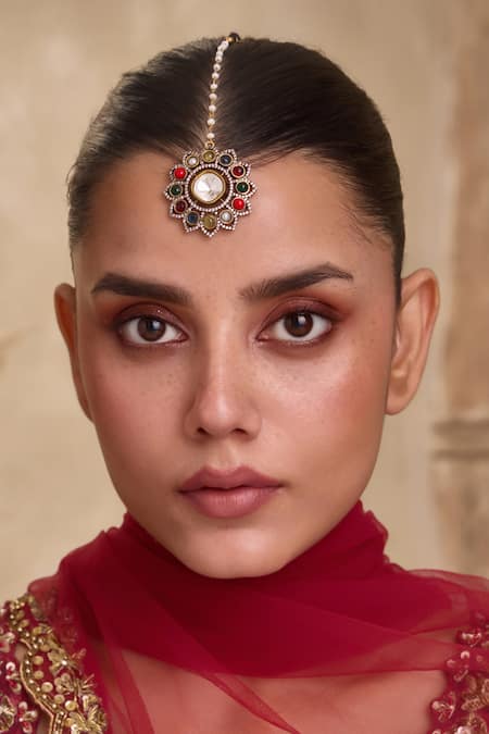 Paisley Pop Navrattan Stone Embellished Maangtikka 