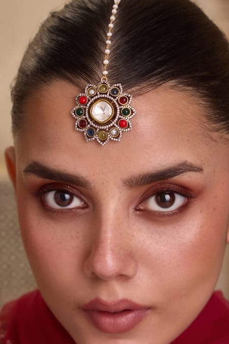 Paisley Pop Navrattan Stone Embellished Maangtikka 