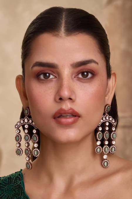 Paisley Pop Polki Embellished Chandelier Earrings 