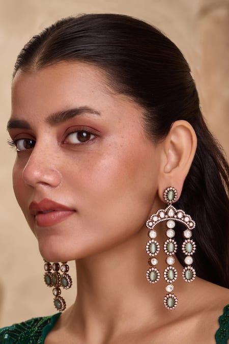 Paisley Pop Polki Embellished Chandelier Earrings 