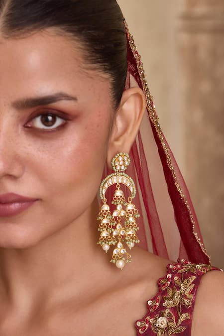 Paisley Pop Kundan Embellished Crescent Earrings 