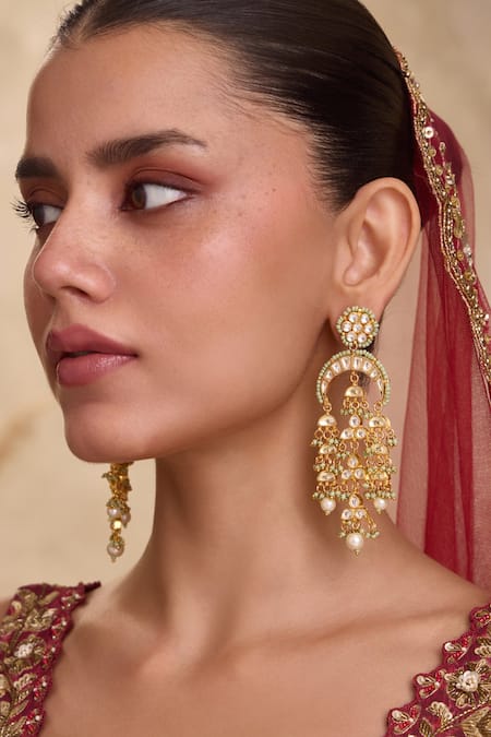 Paisley Pop Kundan Embellished Crescent Earrings 