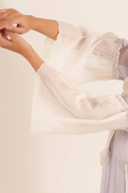 Shop_Tatwa_Blue Chanderi Embroidery Round Neck Kurta _Online_at_Aza_Fashions