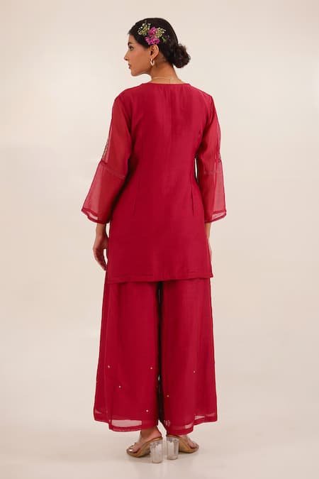 Tatwa Meena Chanderi Embroidered Kurta Palazzo Set 