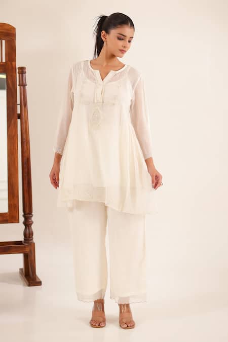 Tatwa Chanderi Embroidered Top Palazzo Set 