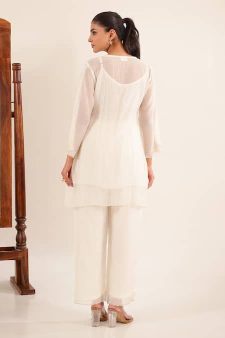 Tatwa Chanderi Embroidered Top Palazzo Set 