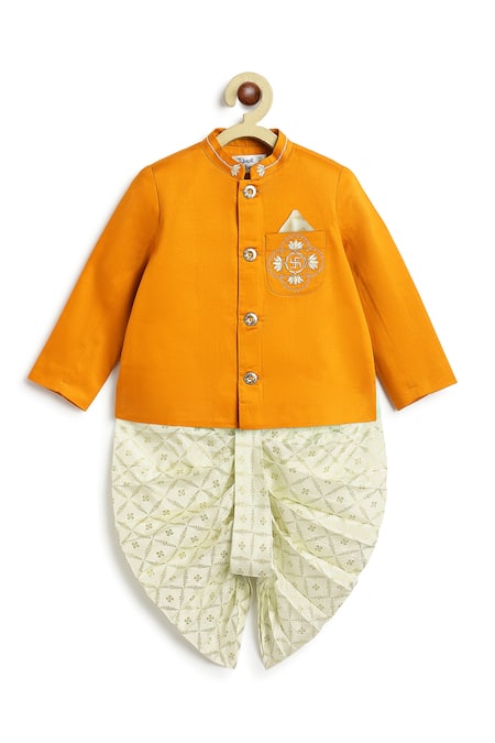 Tiber Taber Embroidered Bandhgala & Printed Dhoti Set 