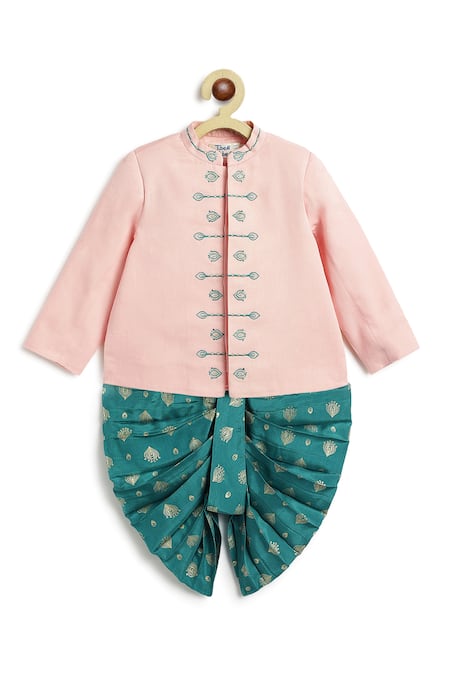 Tiber Taber Embroidered Bandhgala & Printed Dhoti Set 