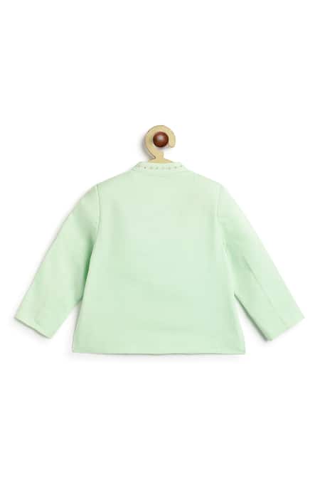 Buy Tiber Taber Green Cotton Embroidery Bandhgala And Pant Set For Boys Online at Aza Fashions Buy_Tiber Taber_Green Cotton Embroidery Bandhgala And Pant Set For Boys _Online_at_Aza_Fashions