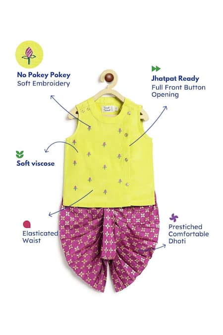 Tiber Taber Lime Viscose Embroidery, Foil Printing Kurta And Printed Dhoti Pant Set Online at Aza Fashions Tiber Taber_Lime Viscose Embroidery, Foil Printing Kurta And Printed Dhoti Pant Set _Online_at_Aza_Fashions