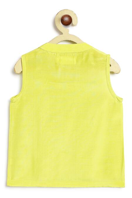 Shop Tiber Taber Lime Viscose Embroidery, Foil Printing Kurta And Printed Dhoti Pant Set Shop_Tiber Taber_Lime Viscose Embroidery, Foil Printing Kurta And Printed Dhoti Pant Set