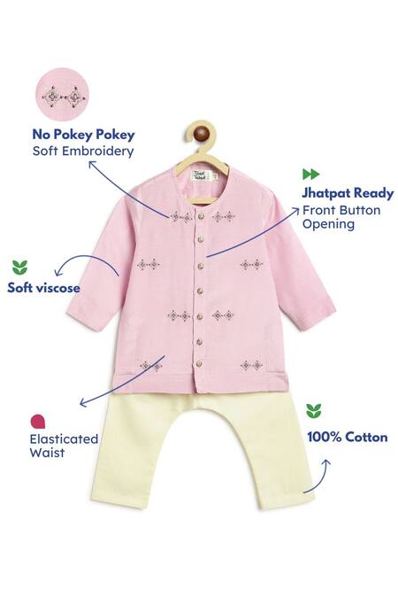 Tiber Taber Pink Viscose, Cotton Embroidery Kurta And Pyjama Set Online at Aza Fashions Tiber Taber_Pink Viscose, Cotton Embroidery Kurta And Pyjama Set _Online_at_Aza_Fashions