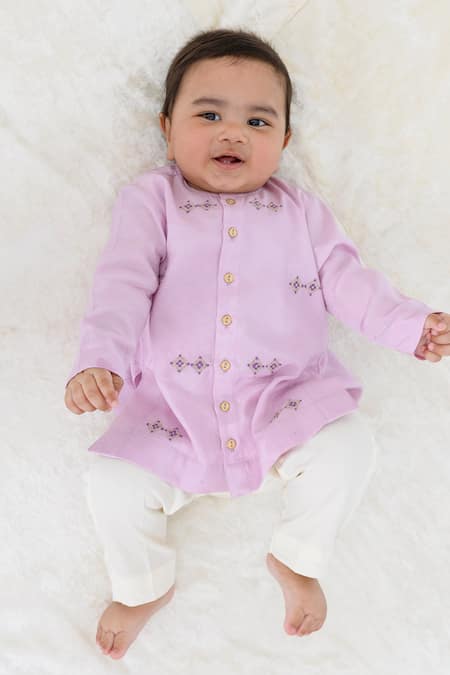 Tiber Taber Pink Viscose, Cotton Embroidery Kurta And Pyjama Set 