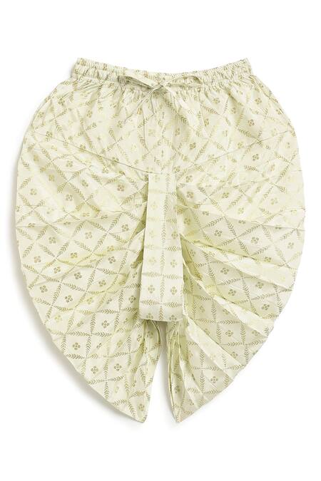 Shop Tiber Taber Green Cotton, Viscose Embroidery, Foil Bandhgala And Printed Dhoti Pant Set Shop_Tiber Taber_Green Cotton, Viscose Embroidery, Foil Bandhgala And Printed Dhoti Pant Set