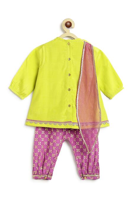 Shop Tiber Taber Lime Viscose Embroidery, Foil Printing, Zari Kurta Salwar Set Online at Aza Fashions Shop_Tiber Taber_Lime Viscose Embroidery, Foil Printing, Zari Kurta Salwar Set _Online_at_Aza_Fashions