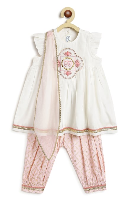 Tiber Taber Embroidered Lotus Motif Kurta Salwar Set 