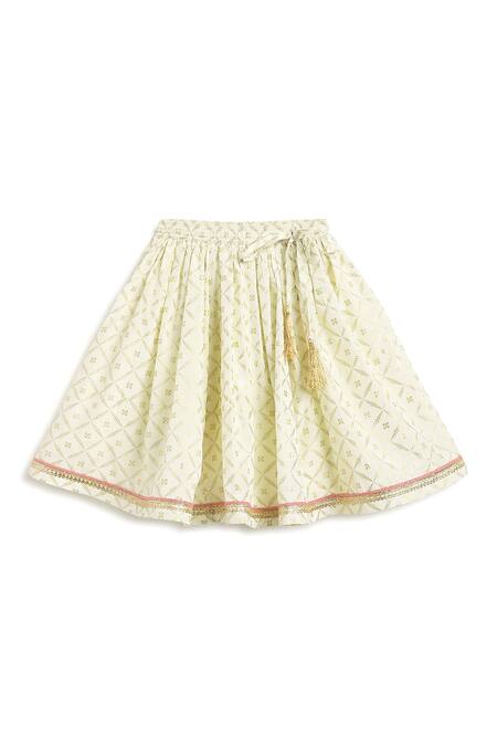 Tiber Taber Pink Cotton, Viscose Embroidery, Gota Patti, Geometric Print Lehenga Set at Aza Fashions Tiber Taber_Pink Cotton, Viscose Embroidery, Gota Patti, Geometric Print Lehenga Set _at_Aza_Fashions