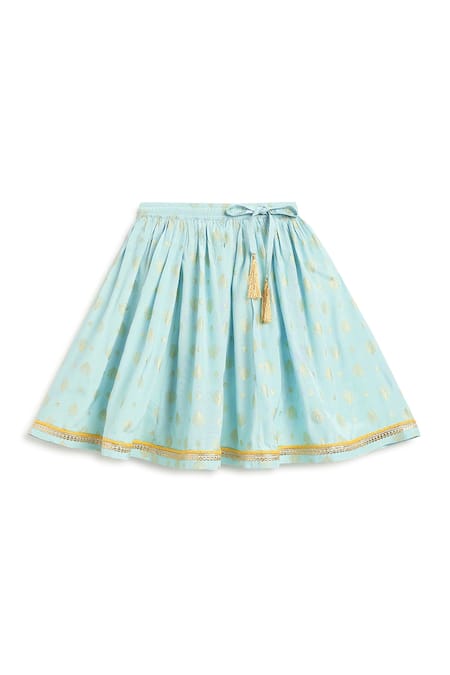 Shop_Tiber Taber_Pink Viscose, Net Embroidery, Foil Printing, Lace Blouse Lehenga Set _Online_at_Aza_Fashions