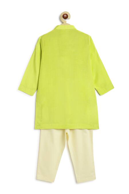 Tiber Taber_Green Viscose, Cotton Embroidery Kurta And Pyjama Set _Online_at_Aza_Fashions