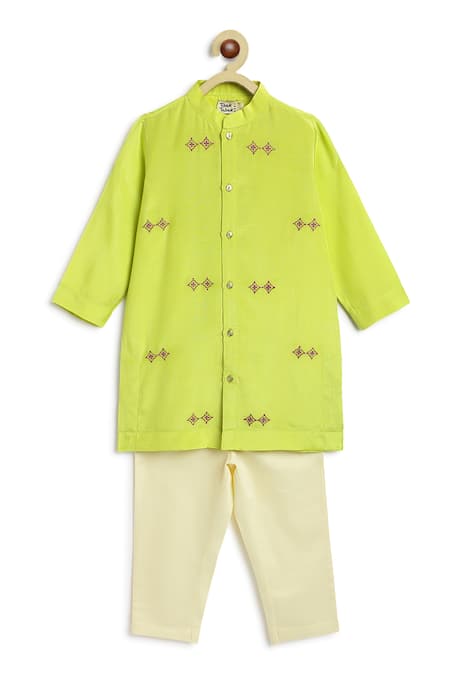 Tiber Taber Embroidered Viscose Kurta & Cotton Pyjama Set 