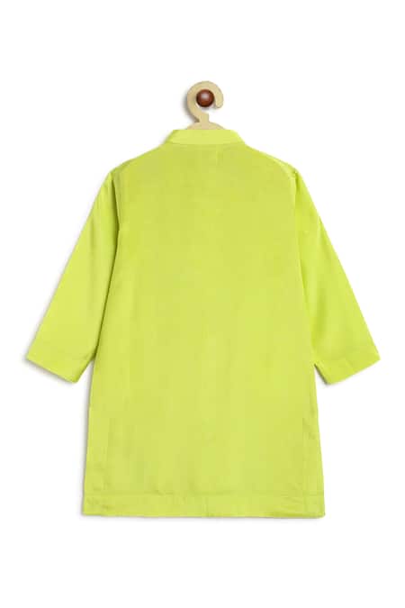 Tiber Taber_Green Viscose, Cotton Embroidery Kurta And Pyjama Set _at_Aza_Fashions