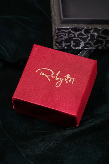 Shop_Ruby Raang_Gold Plated Stones, Crystals Kundan And Embellished Hoop Earrings _Online_at_Aza_Fashions