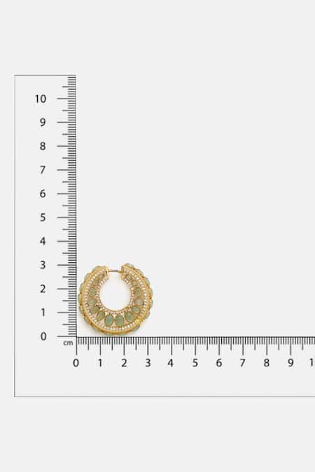 Ruby Raang Green Stones, Crystals Kundan And Embellished Hoop Earrings Online at Aza Fashions Ruby Raang_Green Stones, Crystals Kundan And Embellished Hoop Earrings _Online_at_Aza_Fashions