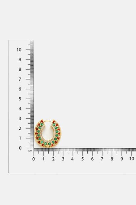 Ruby Raang_Multi Color Stones, Crystals Kundan And Embellished Hoop Earrings _Online_at_Aza_Fashions