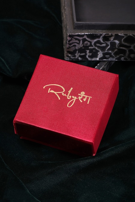 Ruby Raang_Green Stones, Pearls Kundan And Drop Earrings _at_Aza_Fashions