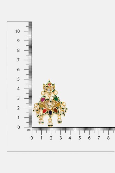 Ruby Raang_Multi Color Stones, Pearls Kundan And Embellished Drop Earrings _Online_at_Aza_Fashions