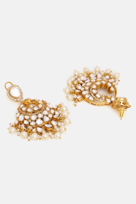 Buy Ruby Raang White Stones, Pearls Kundan And Embellished Drop Earrings Online at Aza Fashions Buy_Ruby Raang_White Stones, Pearls Kundan And Embellished Drop Earrings _Online_at_Aza_Fashions