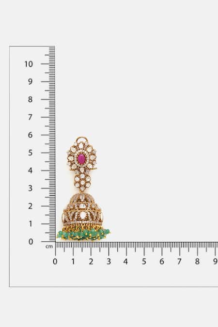 Ruby Raang_Multi Color Stones, Beads Kundan And Embellished Jhumki Earrings _Online_at_Aza_Fashions
