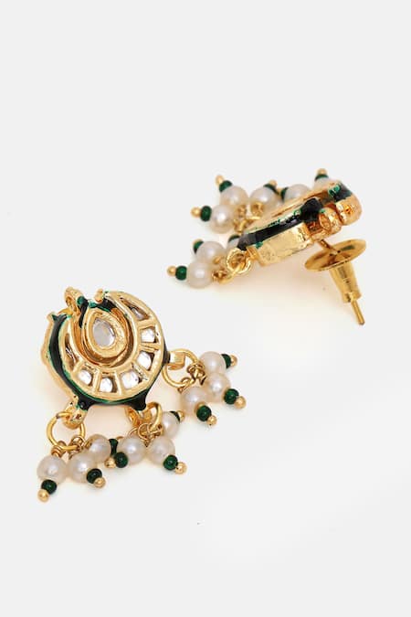 Ruby Raang Green Stones, Pearls, Beads Kundan And Multistone Necklace Set Online at Aza Fashions Ruby Raang_Green Stones, Pearls, Beads Kundan And Multistone Necklace Set _Online_at_Aza_Fashions